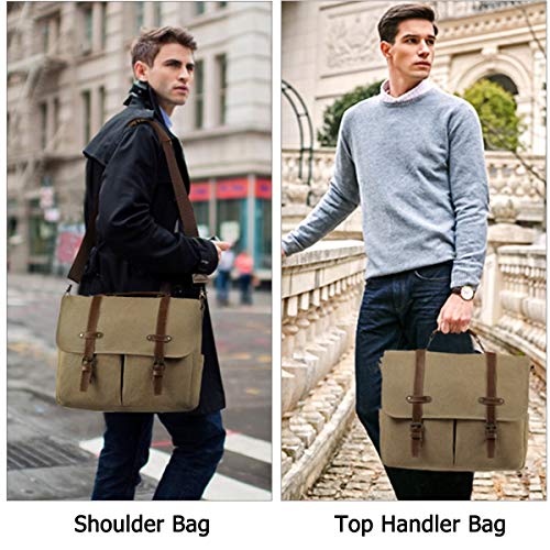 Bolso Mensajero para Hombre Kasqo, 15.6 Pulgadas, Lona Vintage miniatura 2