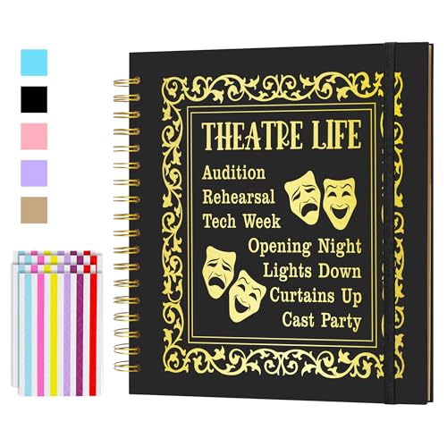 CWEGSJ Theatre Life Gift,Theater Lover Scrapbook Album DIY Photo Album for Director Comedy Tragedy Actor Scrapbooking,Musical Theater Scrapbook Journal. (Black, 10x10)