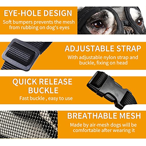 image for BARKLESS Short Snout Dog Muzzle, Breathable Mesh Flat Faced Muzzle for