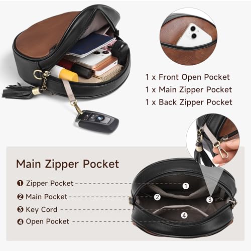 GAEKEAO Vegan Leather Crossbody Bags for Women Circle Cross Body Shoulder Bag Purses Handbags with Adjustable Straps3