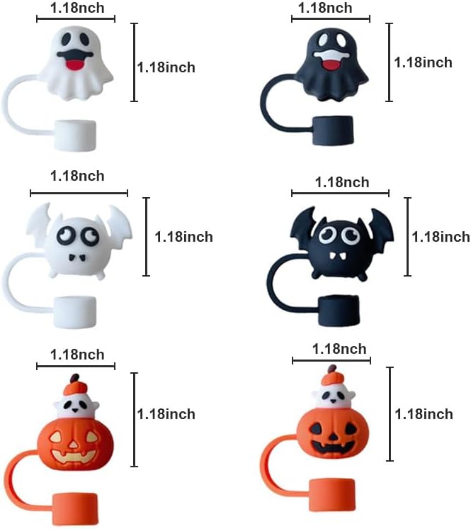 6pcs Halloween Straw Cover Cute Bat Silicone Straw Toppers 10mm Pumpkin Ghost Drinking Straws Tip Lid 30&40 Oz Straws Cup Accessories For Halloween Party Decoration - Image 6