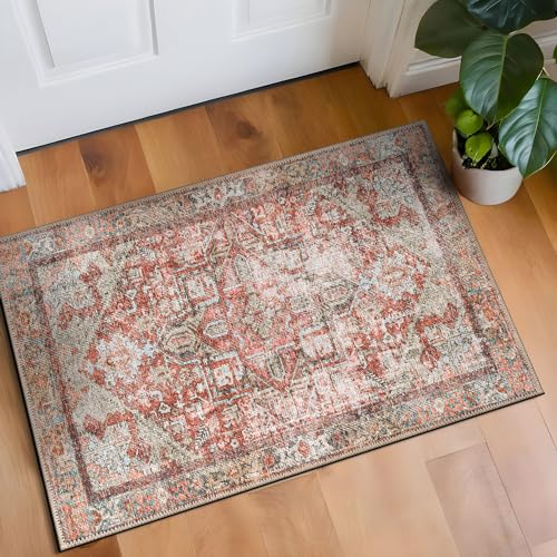 Rugshop Multi Vintage Boho Medallion Area Rug — Machine Washable, 9'x12' for Living Room, Dining Room and Bedroom