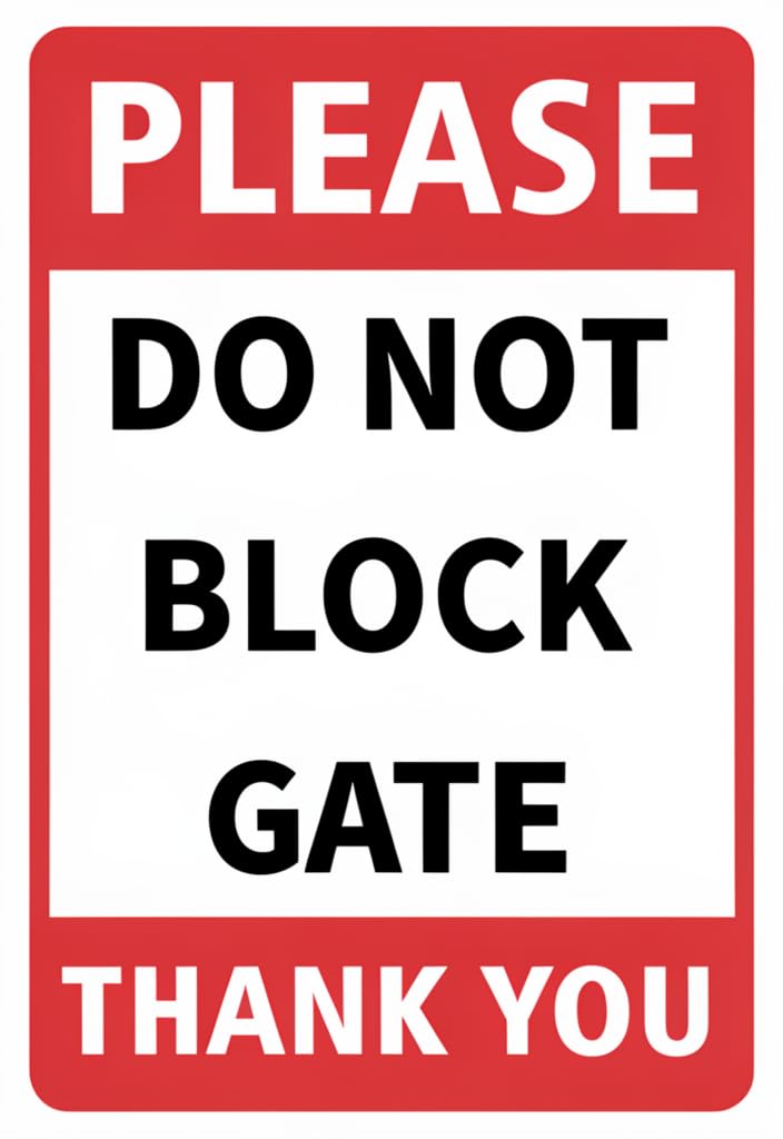 peiyeety Please DoBlock Gate Thank You Tin Sign 12x8 Inch, Red & White High-Visibility Metal Warning Notice Plaque, Easy Hang Wall Decor for Driveway, Parking, Fence, Business & Home