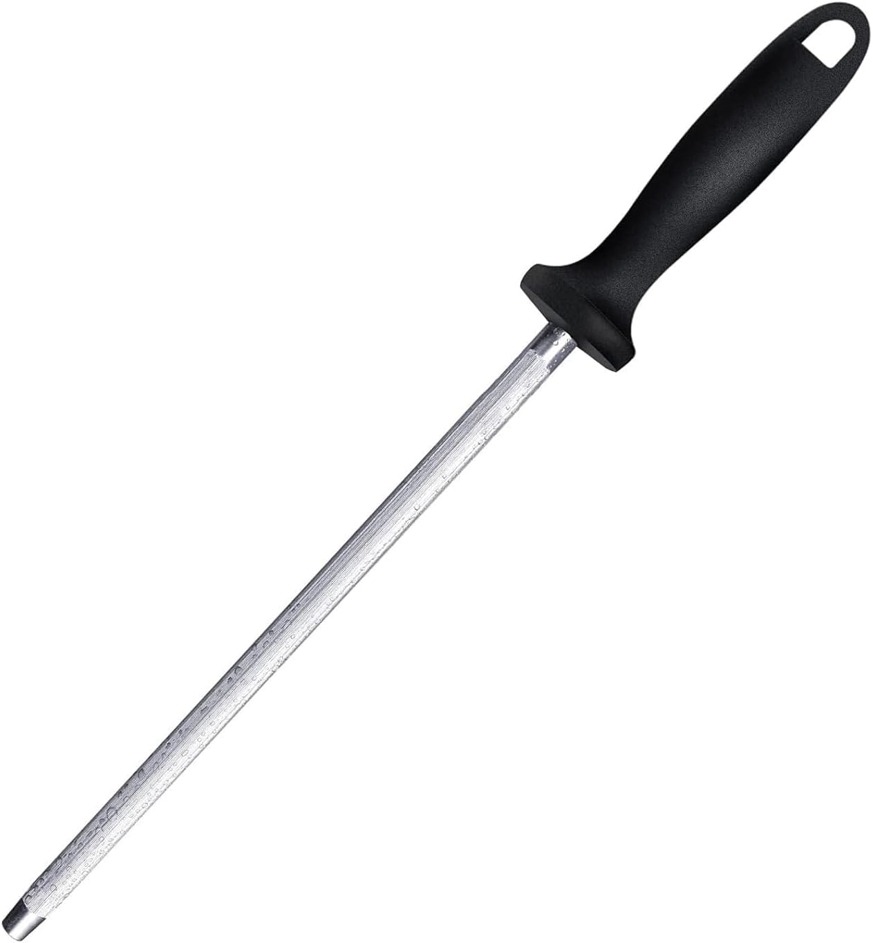 Soro Essentials- 12" High Carbon Steel Sharpening Steel Rod Black Color Handle- Knife Sharpening Steel Knife Sharpener Stick Easy to Use for Knives and Helps Repair Restore Polish Blades
