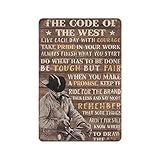 kilspu targa in metallo vintage con scritta the code of the west cowboy with black hat (lingua italiana non garantita), decorazione da parete per cucina, casa, pub, caffetteria, bagno, club, cortile