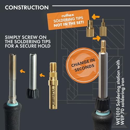 Image of ruthex 2x Soldering Tips adapter for Weller series ET & LT - Soldering Iron tip compatible with Weller Soldering Irons WE1010, WP80, WEP70 for inserting threaded inserts in 3D printing