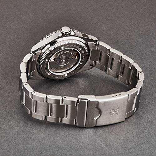 GMT Mens Stainless Steel Professional Automatic Watch - 42mm Analog Black Face with Luminous Hands, Magnified Date and Sapphire Crystal - Swiss Made 2nd Time Zone Watch 17572.21383