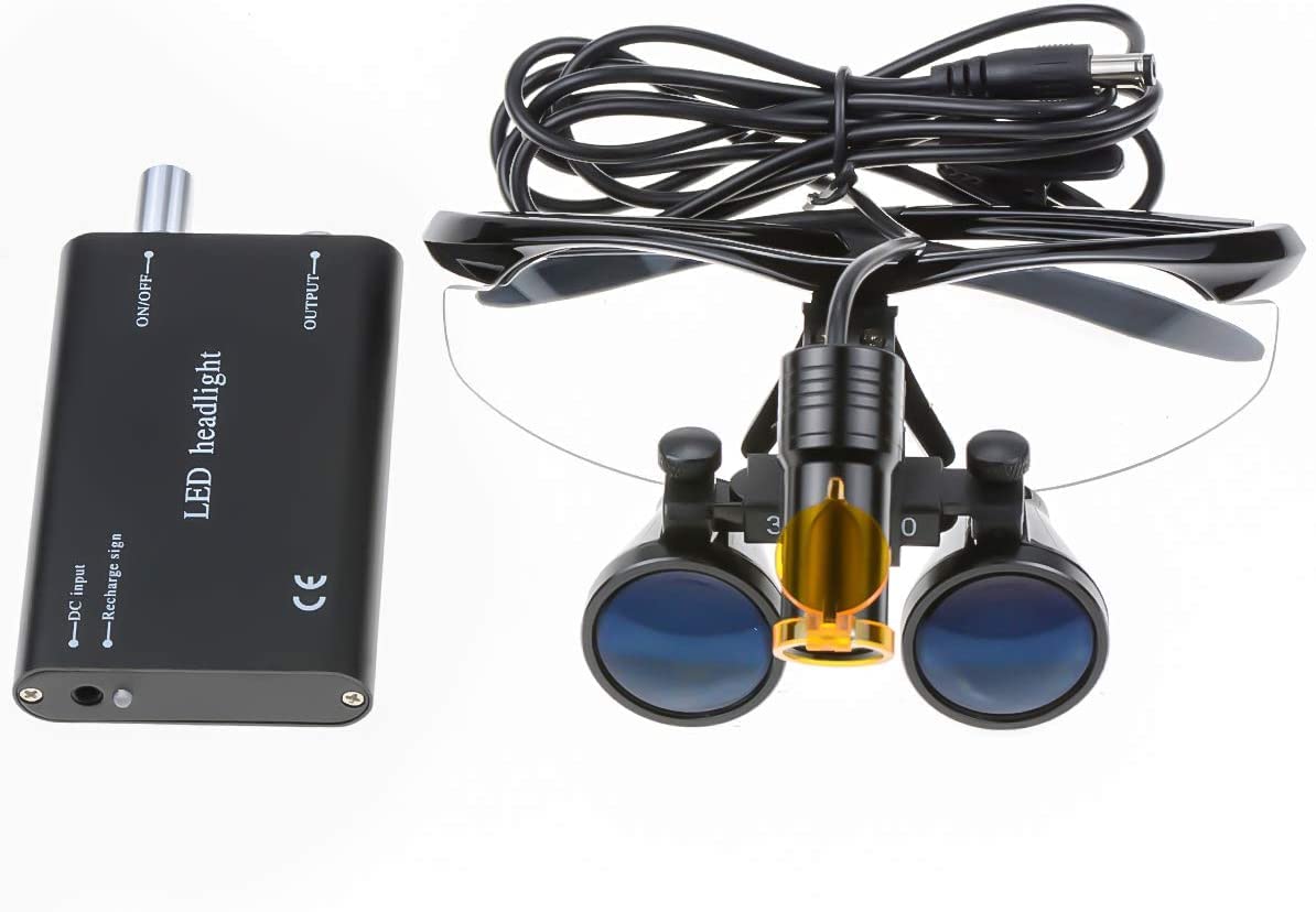 Lupas binoculares de 3,5 x 420 mm, 5 W, filtro de lámpara LED portátil con caja de aluminio (negro)