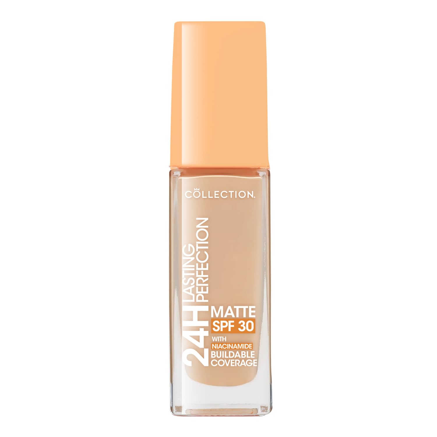 Collection Cosmetics Lasting Perfection Matte Foundation, Full Coverage, Anti-Ageing Effect, 24 Hour Wear, SPF 30, Contains Niacinamide, 27ml, Cashew Warm