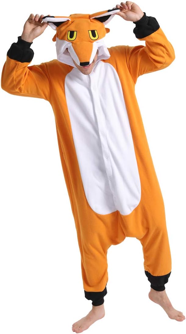 dressfan Fox Costume Fox Onesie Pajamas Halloween Cosplay Costume Hooded Pajama Party for Women Men - Image 4