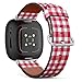 CJBROES Replacement Leather Watch Band, Compatible with Fitbit Versa 3 and Fitbit Sense of Wristband Bracelet Accessory - Colorful Plaid Tartan