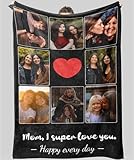 Custom Blanket with Picture Text, Customized Personalized Thow Photo Blankets Customizable Gifts for Mom Dad Couple Girlfriend Boyfriend Wife Husband, Style 2