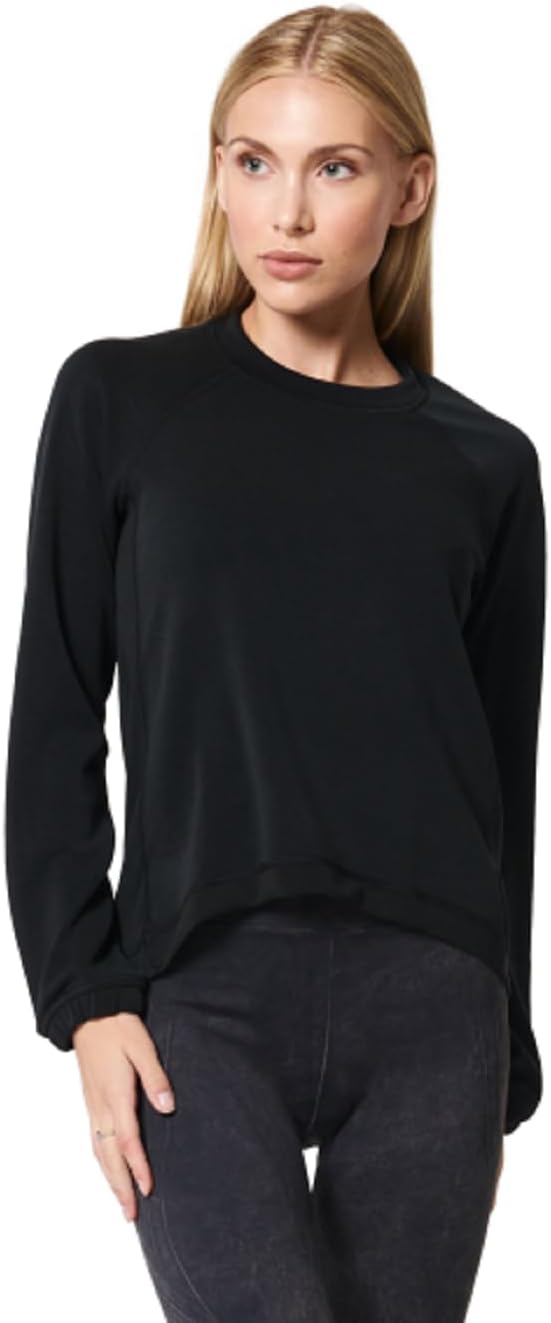 Nux Active Cropped Sweatshirts for Women Crewneck Full Sleeve Pullover with Elastic Cuffs