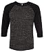 Bella 3200 Unisex 3 By 4 Sleeve Baseball Tee - Black Marble & Black, Medium