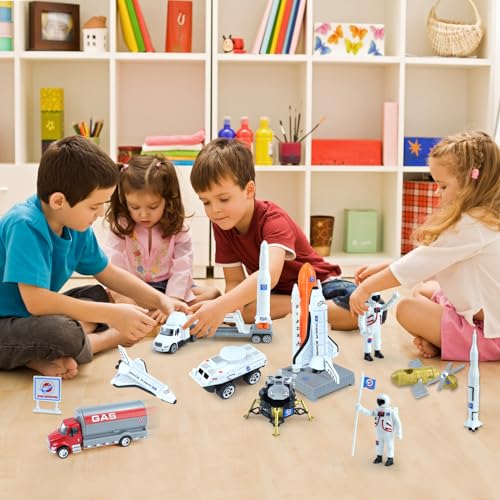 CORPER TOYS Space Toys Set with Astronaut Figurines,Vehicles,Rocket Ship,Space Shuttle Toys for Kids Boys Girls Outer Space Playset Gift for Birthday Christmas