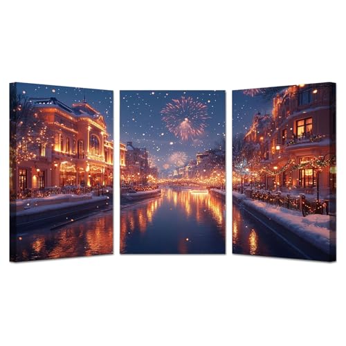 Tableaux moderne ville paysage d'hiver décoration murale chambre cuisine pourpre