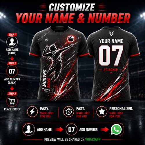Teemates Custom Volleyball Attacker Jersey for Men, Women, Boys & Girls | Personalized Name Number Volleyball Spiker Shirt | Custom Volleyball Team Uniform - Image 4