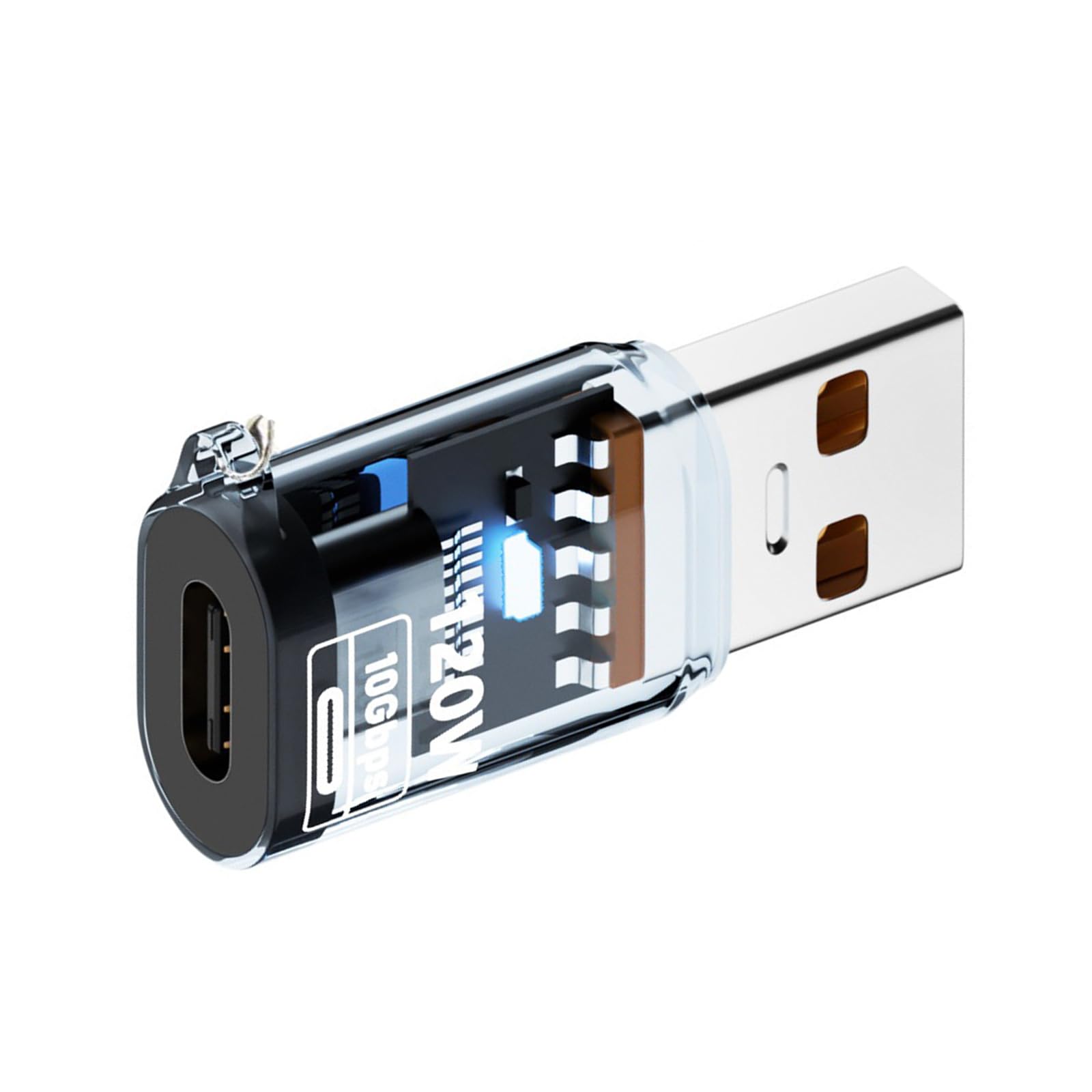 GKOXUQ USB-A Extender with Indicators Light Clear Shell Adapter Type-C Female to USB A Male Converter for Laptop Cellphone