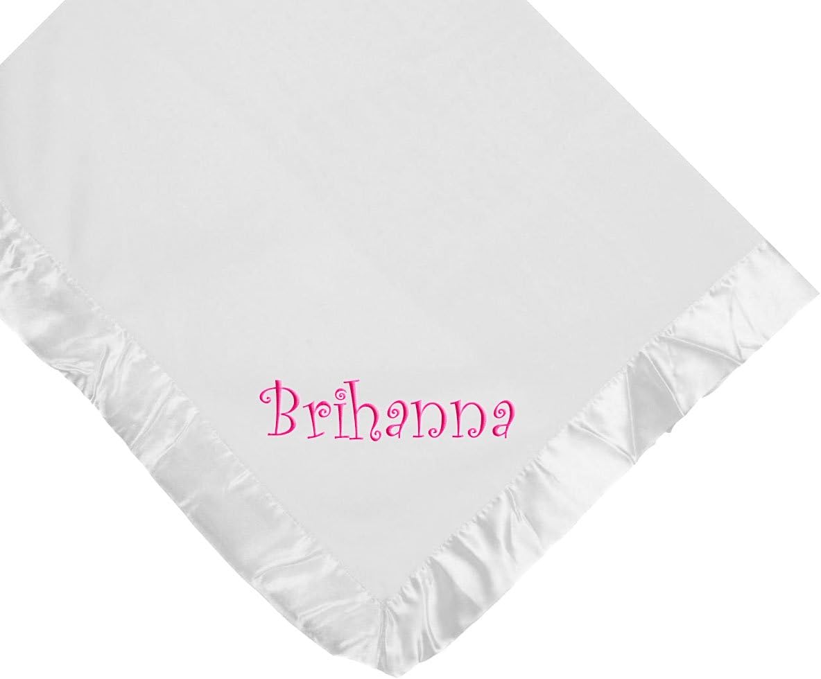 Custom Embroidered Monogrammed Girl Name White Fleece Personalized Baby Blanket