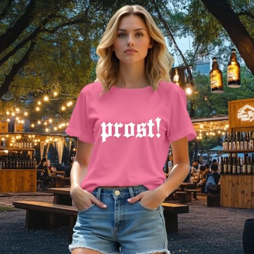 Oktoberfest Shirt Women German Bavarian Themed T-Shirts Prost-Letter Printing Tee Tops3