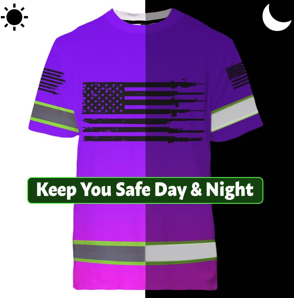 Maddly High Visibility US Flag Collection Safety Workwear Custom Name for Workers, Runners, Truckers, Patriotic