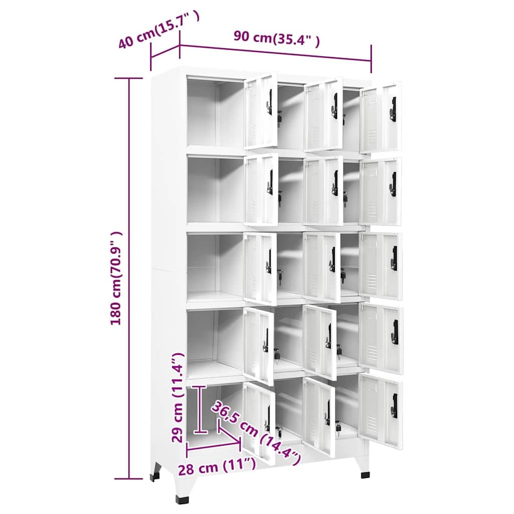 Spind Schrank, Aktenschrank Metall, Schrank Metall, Ordnerschrank, Schließfachschrank Weiß 90x40x180 cm #2