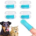 4 PCS Dog Toothbrush, Dog Finger Toothbrush, Dog Toothbrush Finger Puppy Toothbrush Soft Silicone Dog Toothbrush Dog Tooth Brush with Storage Case, for Dog Dental Care Dog cat Teeth Cleaning(Blue)