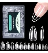 Medium Almond Nail Tips, 216pcs Acrylic Fake Nails Soft Gel Nail Tips, Full Cover Pre-Shaped Matt...