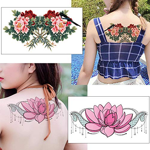 Glaryyears Watercolor Temporary Tattoos For Women Girls Adults, Sexy Fake Long Lasting Tattoo Stickers That Look Real, 6 Pack Large Bird Flower Dragonfly Tramp Stamp On Body Chest Underboob Waist #TOP3