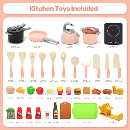 Cute Stone Play Kitchen Accessories Set, Kids Cooking Toys Set With Play Pots And Pans, Electronic Induction Cooktop With Sound & Light, Cookware Utensils Kids Kitchen Set Kitchen Toys For Kids #TOP5
