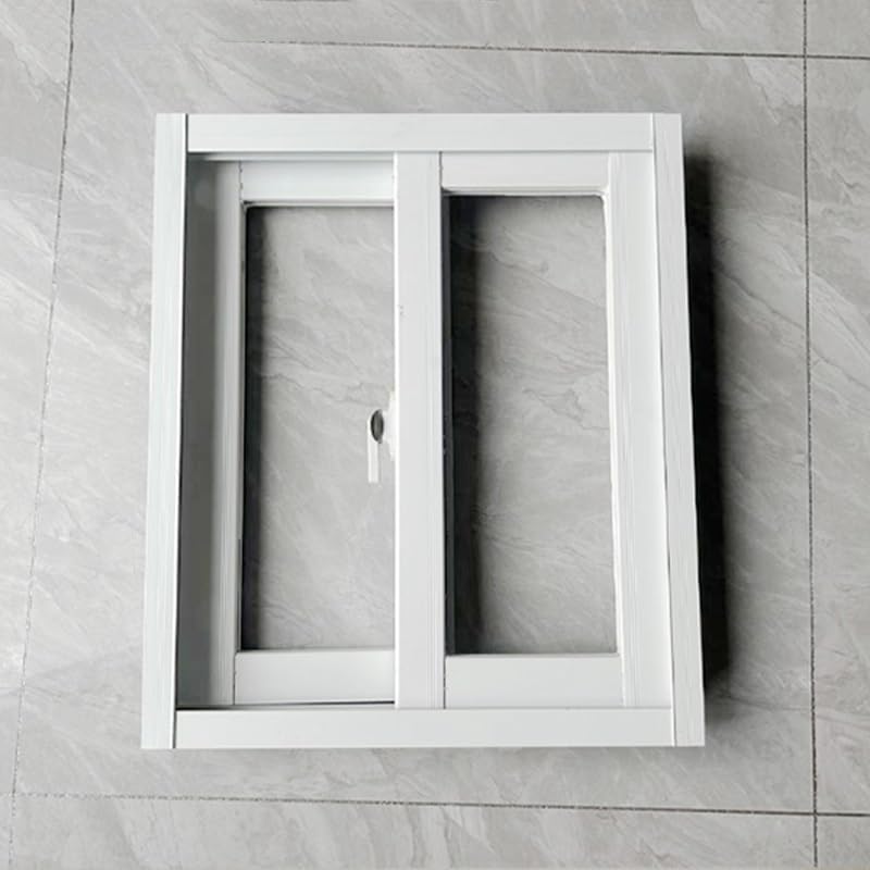 Finestra scorrevole per capanno in lega di alluminio con pannello in vetro, telaio a battente di ricambio per casa, caffè e uffici, bianco, 80 x 80 cm