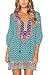 Women Bohemian Neck Tie Vintage Printed Ethnic Style Summer Shift Dress (XL, pattern 18)