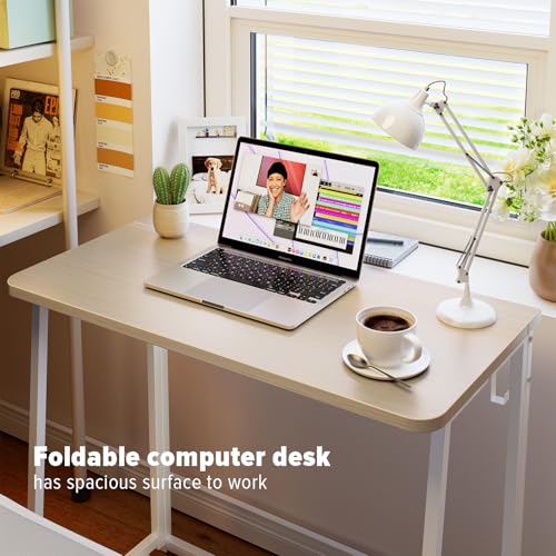 Table ordinateur pliante 80 cm pour aménager un petit espace bureau chêne - 6