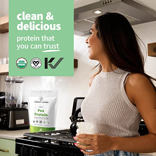 Image of Sprout Living Organic Pea Protein Powder, Unflavored, 20 Grams of Plant Based Organic Protein Powder Without Artificial Sweeteners, Non Dairy, Non-GMO, Vegan, Gluten Free (1 Pound, 19 Servings)