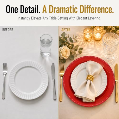 Tomeurperf 100Pcs Red Charger Plates Bulk Wedding - 13" Premium Red Chargers for Dinner Plates, Decorative Charger Plates for Events & Parties by Tomeurperf - Used condition - Image 7