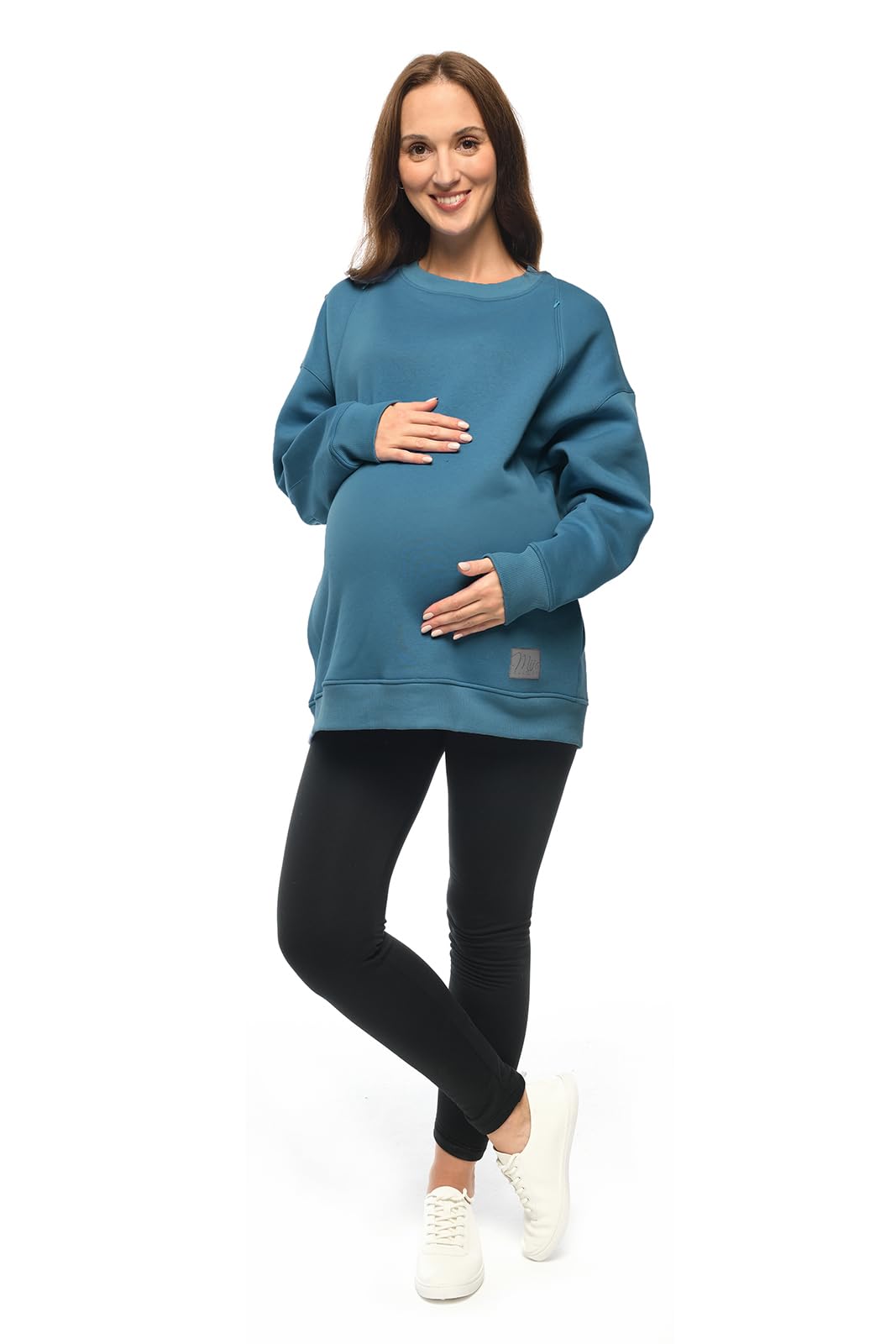 MijaCulture Moda ciążowa 2 w 1 sweter do karmienia i sweter ciążowy do karmienia Miley M020 (DE/NL/SE/PL, alfanumeryczny, L, XL, regularny, granatowy)