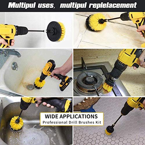 24 Pieces Drill Brush Attachment Set,Power Scrubber Cleaning Kit with Extended Long Attachment,Electric Scrubber for Shower,Grout,Bathroom, Tile, Tub,Car Wheels,Kitchen Surface, Floor