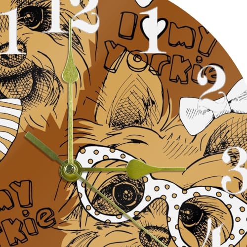 Horloge murale Yorkshire Terrier montre ronde à quartz pour salon chic - 7