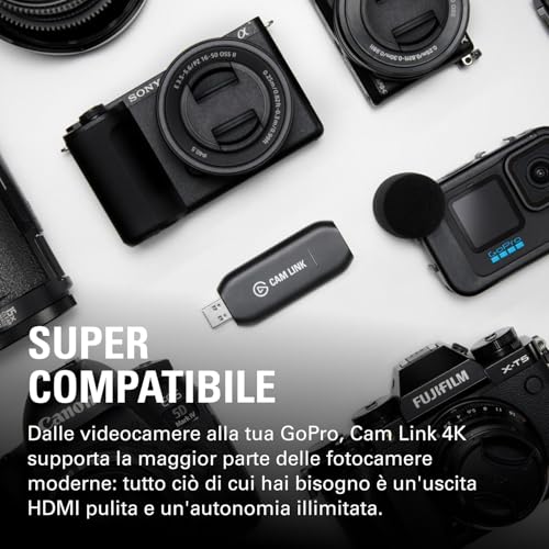 Cam Link 4K, trasmetti live, registra via DSLR, camcorder, action cam, 1080p60, 4K/30FPS, HDMI, USB 3.0, videoconferenze, home office, Zoom, Teams - Webcam - Immagine 6