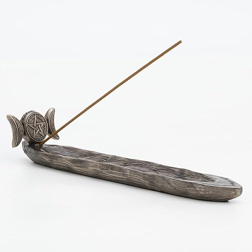 Veronese Design Soporte de incienso de pentagrama de triple luna de 9 14 pulgadas de largo con sigilo de diosa y luna triple