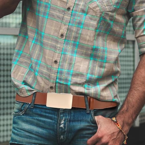 Men's Premium Leather Smooth Ratchet Business Belt Men's Dress and Casual Daily Adjustable Buckle3