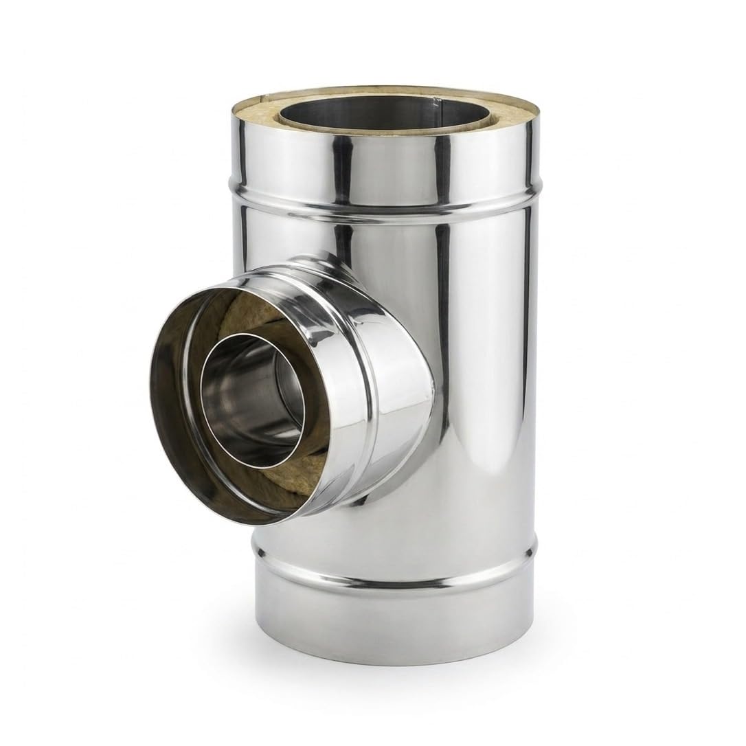MAKA Raccordo T 90 Codino DP 80 Canna Fumaria Doppia Parete Inox Ø 100 mm