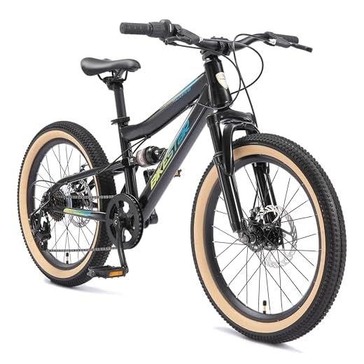 Siebeck Fahrrad Kette passend für Rücktrittbremsnaben und Nabenschaltung 3 BIKESTAR Kinder Fahrrad Fully Mountainbike 7 Gang Shimano, Scheibenbremse ab 6 Jahre | 20 Zoll Kinderrad MTB | Schwarz