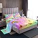 Erosebridal Rainbow Cat Fitted Sheet 4Pcs, Starry Sky Bed Sheets Full for Girls Kids Boys Bedroom Decor Girly Galaxy Sheet Set, Soft Breathable Microfiber Bedding with 2 Matching Pillowcases
