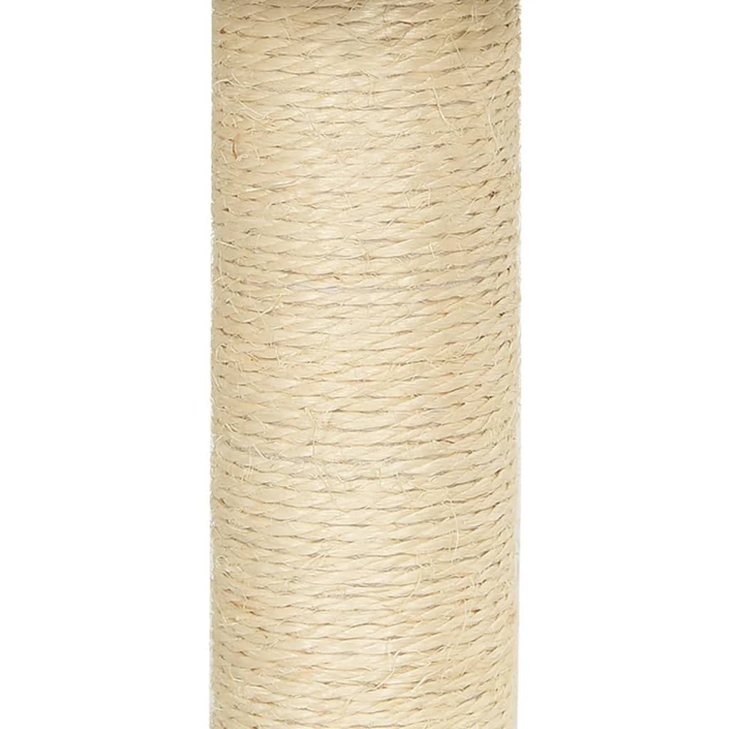 Rascador de 92 cm con pilares rascadores de sisal y casa para gatos, color gris claro | Árbol de escalada compacto para el salón con cueva de peluche, rampa de escalada y plataforma de observación para gatos.