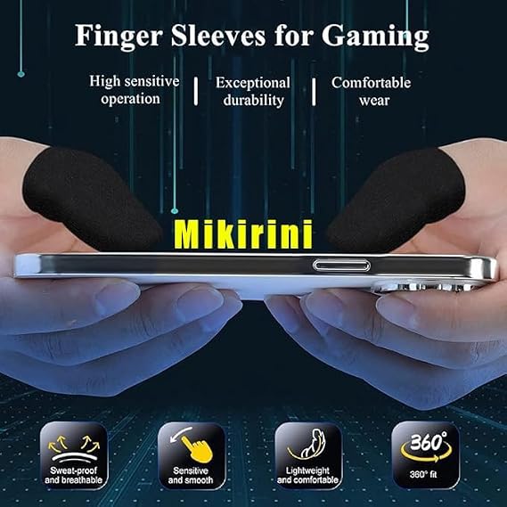20 Pack Mobile Phone Gaming Finger Sleeves w/Organizer & Badge Keychain