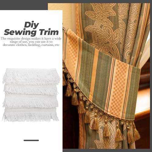 Borlas decorativas para cortinas blancas y ribete de flecos para cojines de sofá DIY 7