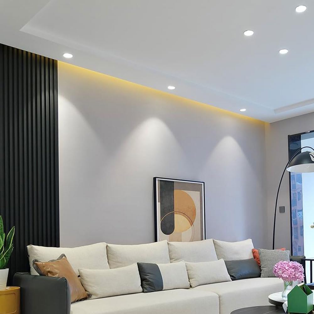 Household Recessed Ceiling Panel Light, 10W Anti-Glare LED Spotlight, Commercial Illumination Downlight, Dimmable COB Spot Light, Embedded Indoor Decoration Lighting 4 Pack