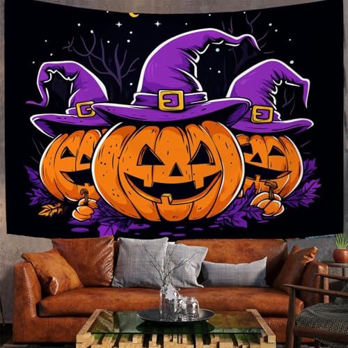 Tapiz moderno de pared de Halloween para decorar tu salón o dormitorio con dibujos de calabaza