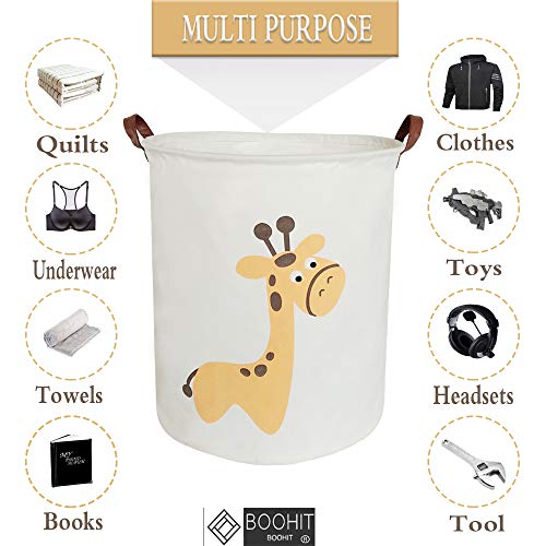 Boohit Storage Baskets,Canvas Fabric Laundry Hamper-Collapsible Storage Bin With Handles,Toy Organizer Bin For Kid's Room,Office,Nursery Hamper, Home Decor (Giraffe) #TOP3